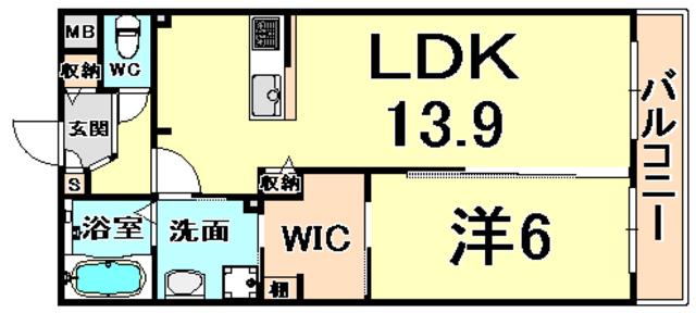 ルーナ・クレシェンテ(1LDK/1階)の間取り写真
