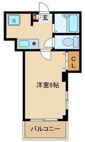 向出マンション(1K/2階)の間取り写真