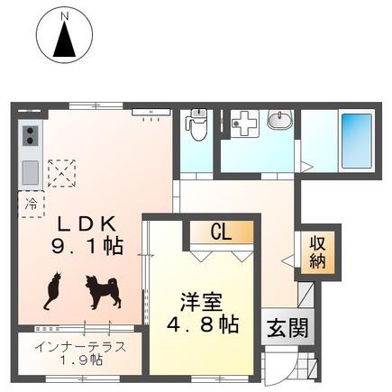 西区栄生1丁目アパート(1LDK/1階)の間取り写真