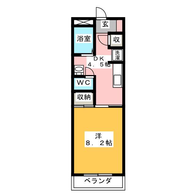 エルメス(1DK/3階)の間取り写真