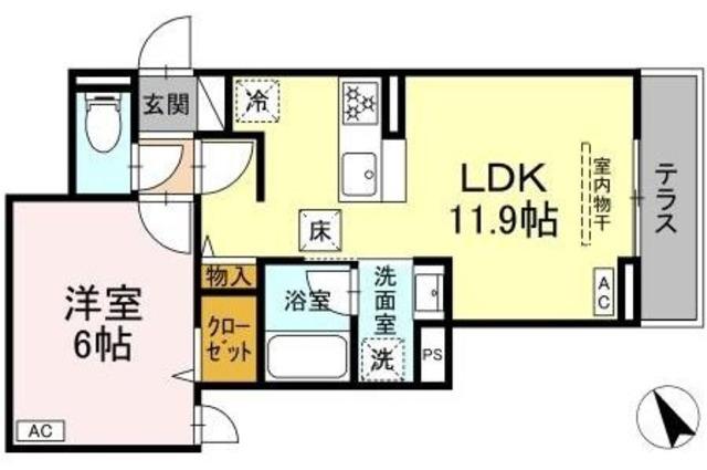 セレスティア桜上水(1LDK/1階)の間取り写真