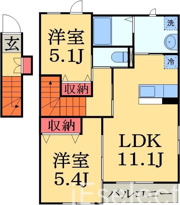 キンモクセイ(2LDK/2階)の間取り写真