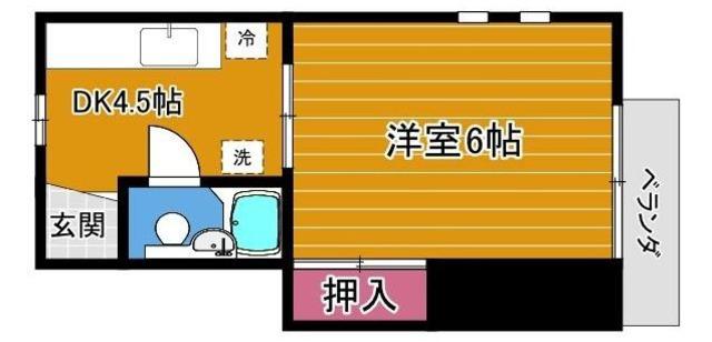 ハイム榎本(1DK/2階)の間取り写真