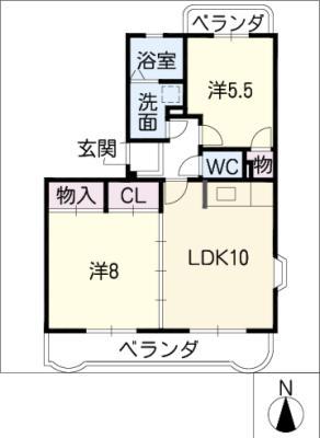 サウス MELLOW(2LDK/1階)の間取り写真