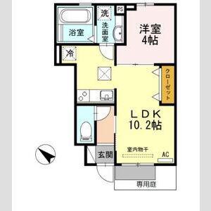 ソレイユ瑞穂(1LDK/1階)の間取り写真