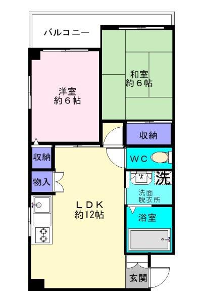 ハイツ二井(2LDK/2階)の間取り写真