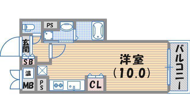 シェルプール5 B(ワンルーム/1階)の間取り写真