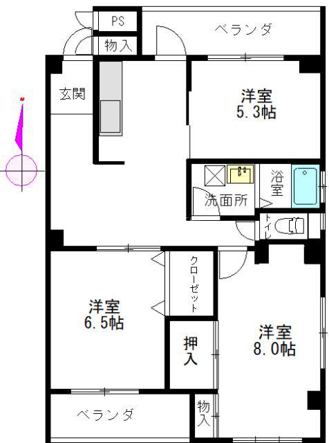 第二ハイツシキシマ(3DK/2階)の間取り写真