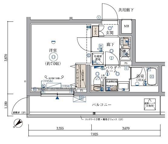 ARCOBALENO KIKUNA(1K/1階)の間取り写真