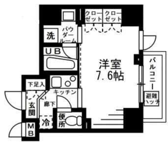 プライマル上野イースト(1K/7階)の間取り写真