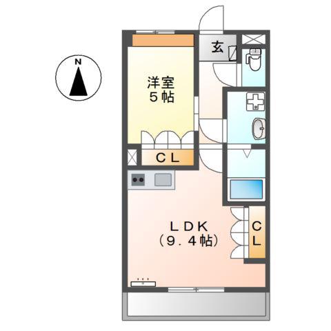 ヴレ スュール(1LDK/2階)の間取り写真