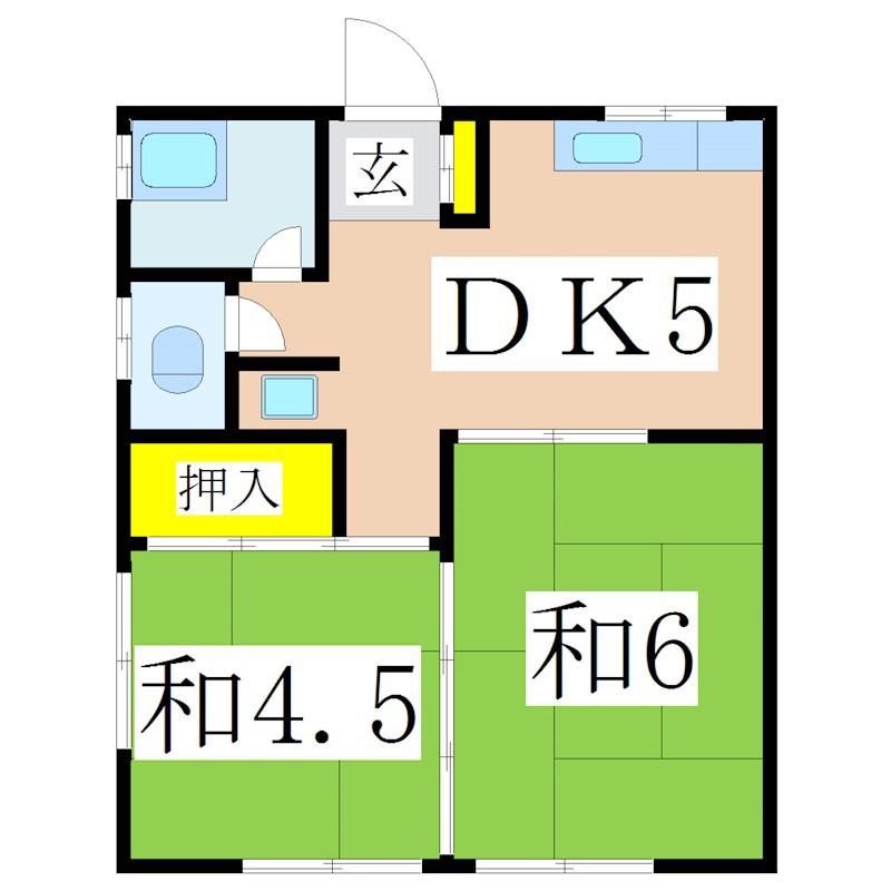むつみアパート(2DK/2階)の間取り写真