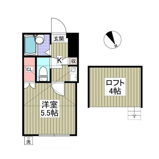 フリーダムB棟(1K/1階)の間取り写真
