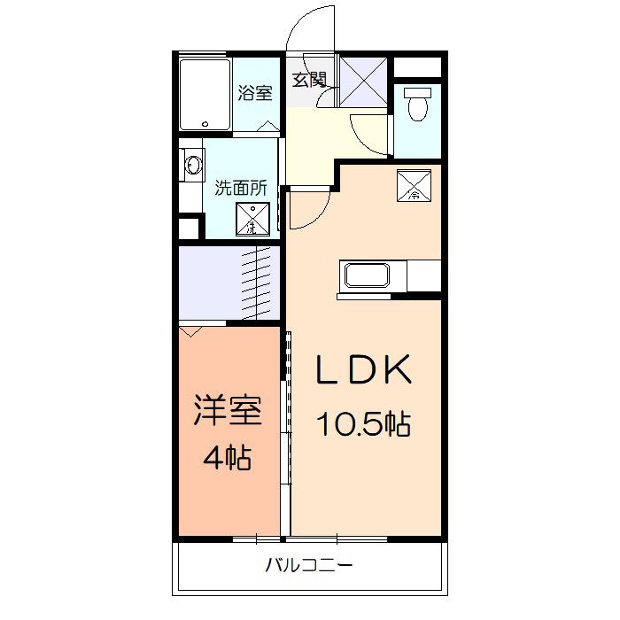 ペイサージュ成城(1LDK/2階)の間取り写真