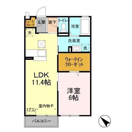 シャンテクレール II(1LDK/1階)の間取り写真