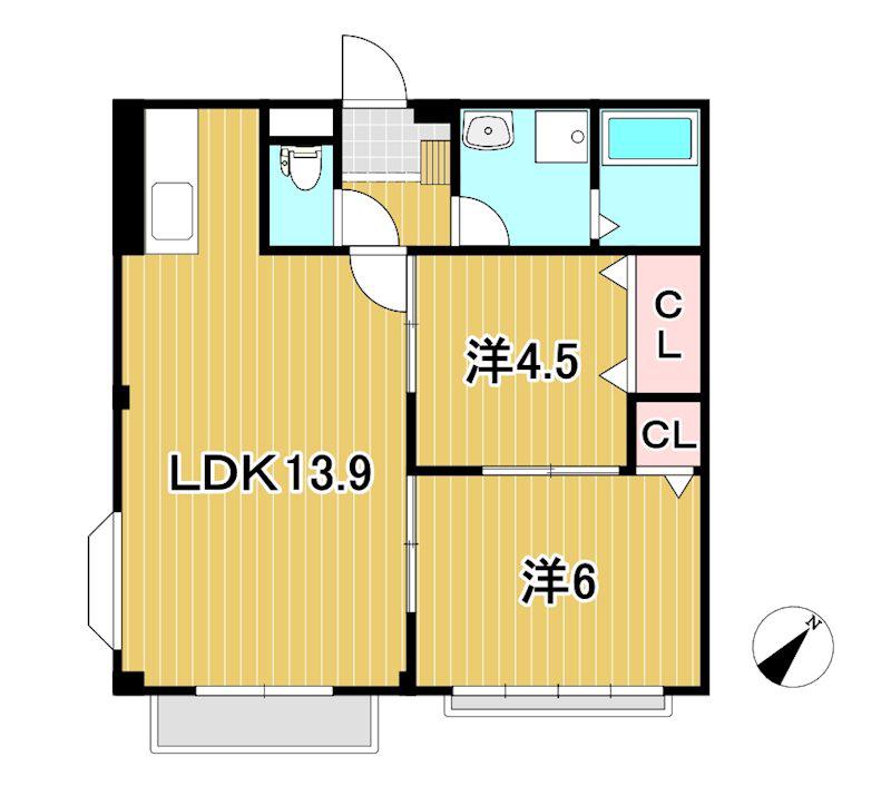 エルディム石崎I(2LDK/2階)の間取り写真