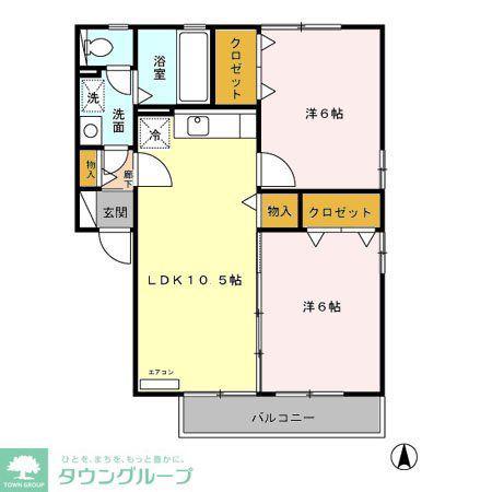 サウスパークスTAKAHISA(2LDK/2階)の間取り写真