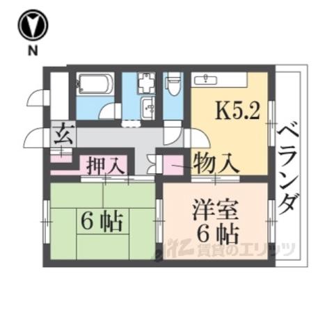 ニューエストタカダ(2DK/1階)の間取り写真