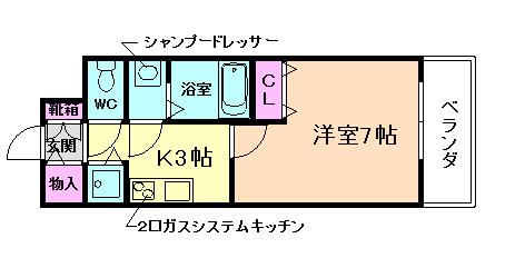 エルシア池田(1K/9階)の間取り写真