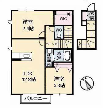 サン・シャイン東川口 A棟(2LDK/2階)の間取り写真