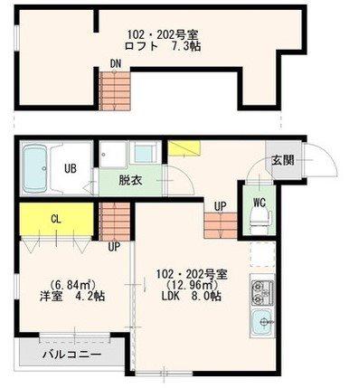 クレストコート福大前(1LDK/1階)の間取り写真