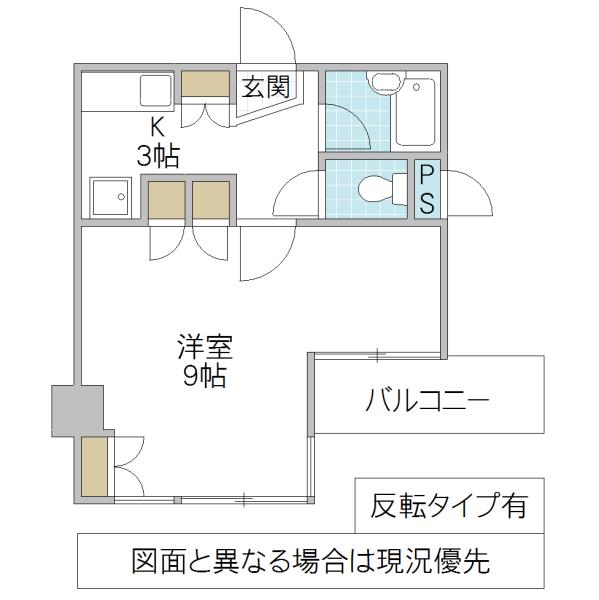 エレガンス佐貫(1K/4階)の間取り写真