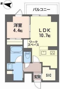 バリオ西本町(1LDK/2階)の間取り写真