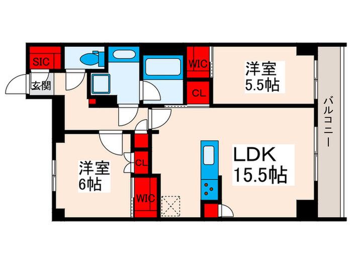 スプランディッド西日暮里(2LDK/6階)の間取り写真