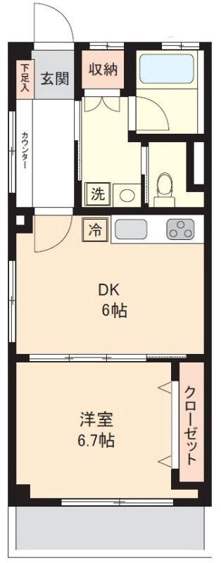 千歳台マンション(1DK/3階)の間取り写真
