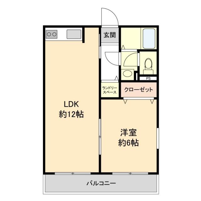 シティハイムメルベーユ B棟(1LDK/2階)の間取り写真