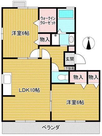 ヴェルドミール(2LDK/3階)の間取り写真