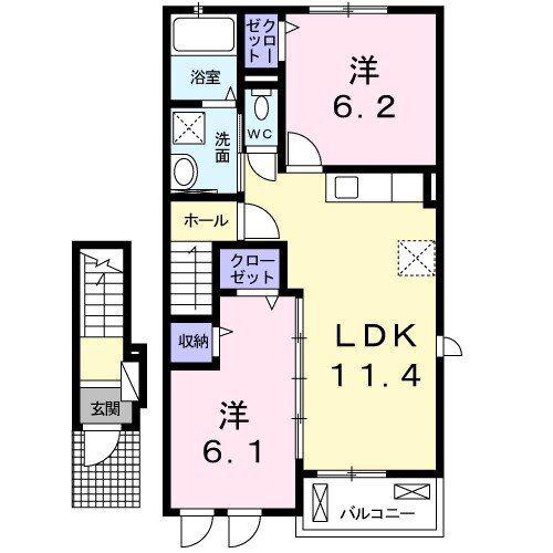 カーサ リアン(2LDK/2階)の間取り写真