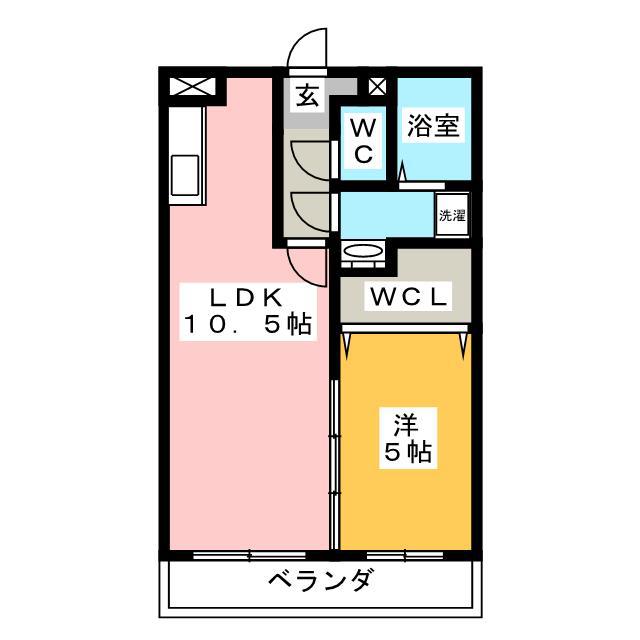 ダブルティ I(1LDK/2階)の間取り写真