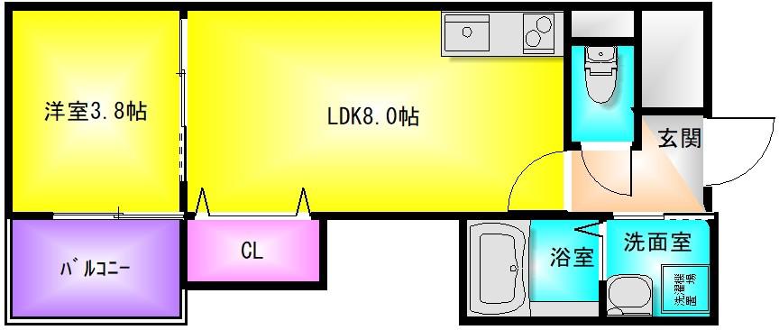 MANARIO(1LDK/1階)の間取り写真