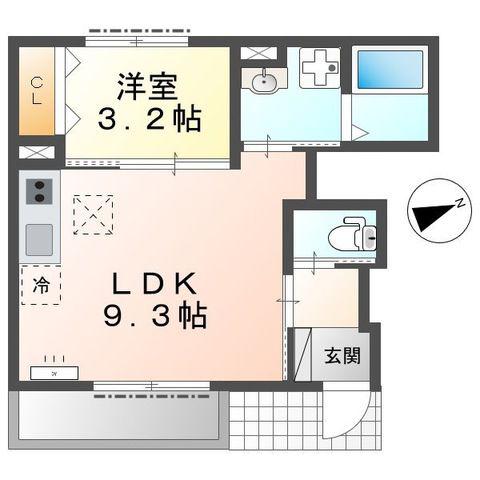 ウィステリア京口(1LDK/1階)の間取り写真