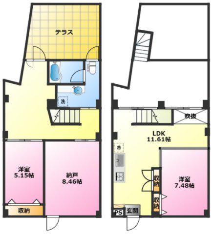 元住吉アートフラッツ(2SLDK/B1階)の間取り写真
