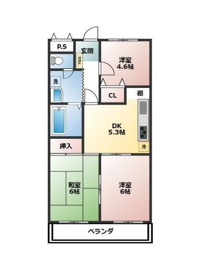 レイアップワン川口(3DK/1階)の間取り写真
