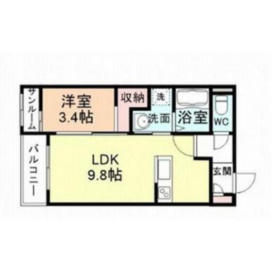パークプレイス中川原(1LDK/1階)の間取り写真
