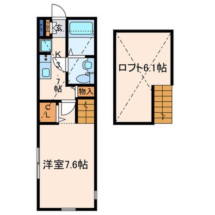 アザーレ・パッシオ座間B(1K/2階)の間取り写真