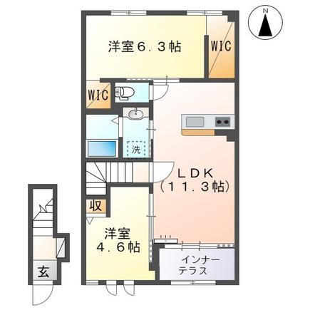 ピュア・スリーリング(2LDK/2階)の間取り写真