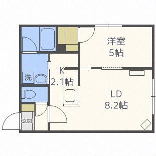 ブリス新さっぽろ(1LDK/1階)の間取り写真