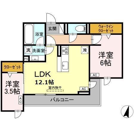 トリシアことひら(2LDK/3階)の間取り写真