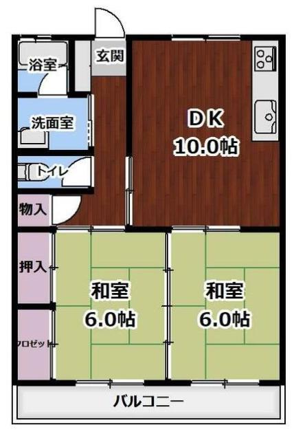 掛橋ハイツ(2DK/1階)の間取り写真