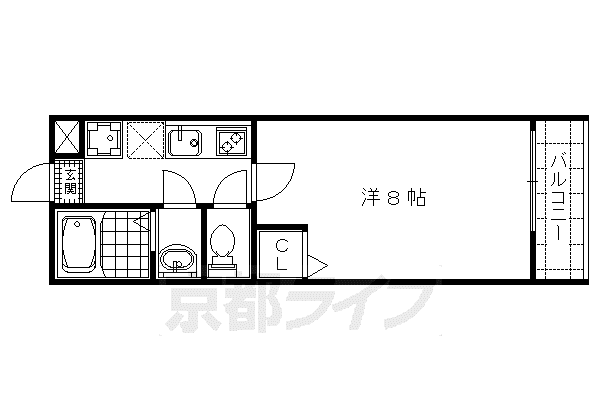 アドミ西院(1K/4階)の間取り写真