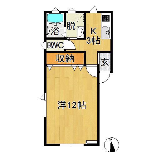 メゾンパルジュIII(1K/1階)の間取り写真