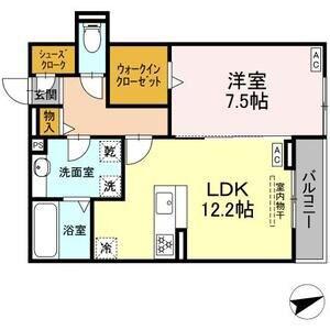 ルヴィータ広瀬(1LDK/2階)の間取り写真