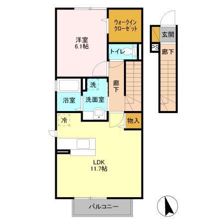 サザン・クロス(1LDK/2階)の間取り写真