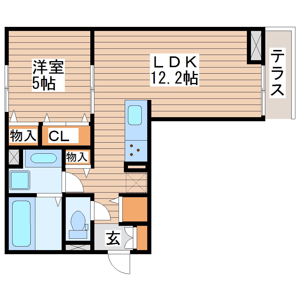 メゾンパーク木ノ下(1LDK/1階)の間取り写真
