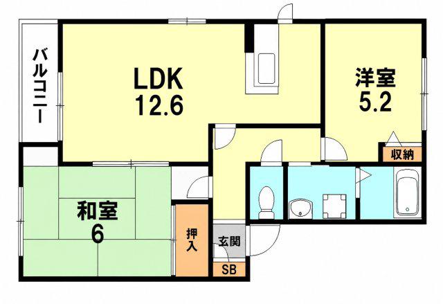 シャーメゾン甲南(2LDK/2階)の間取り写真