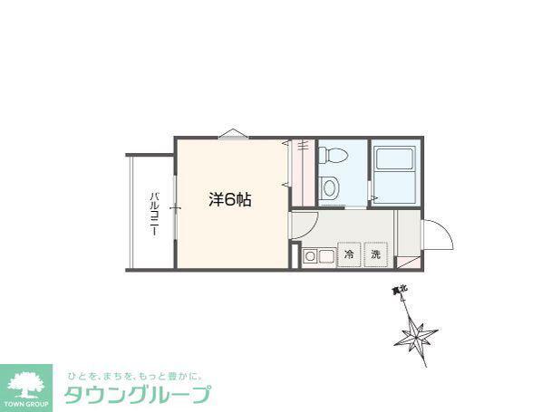 MELLAS志木(1K/2階)の間取り写真